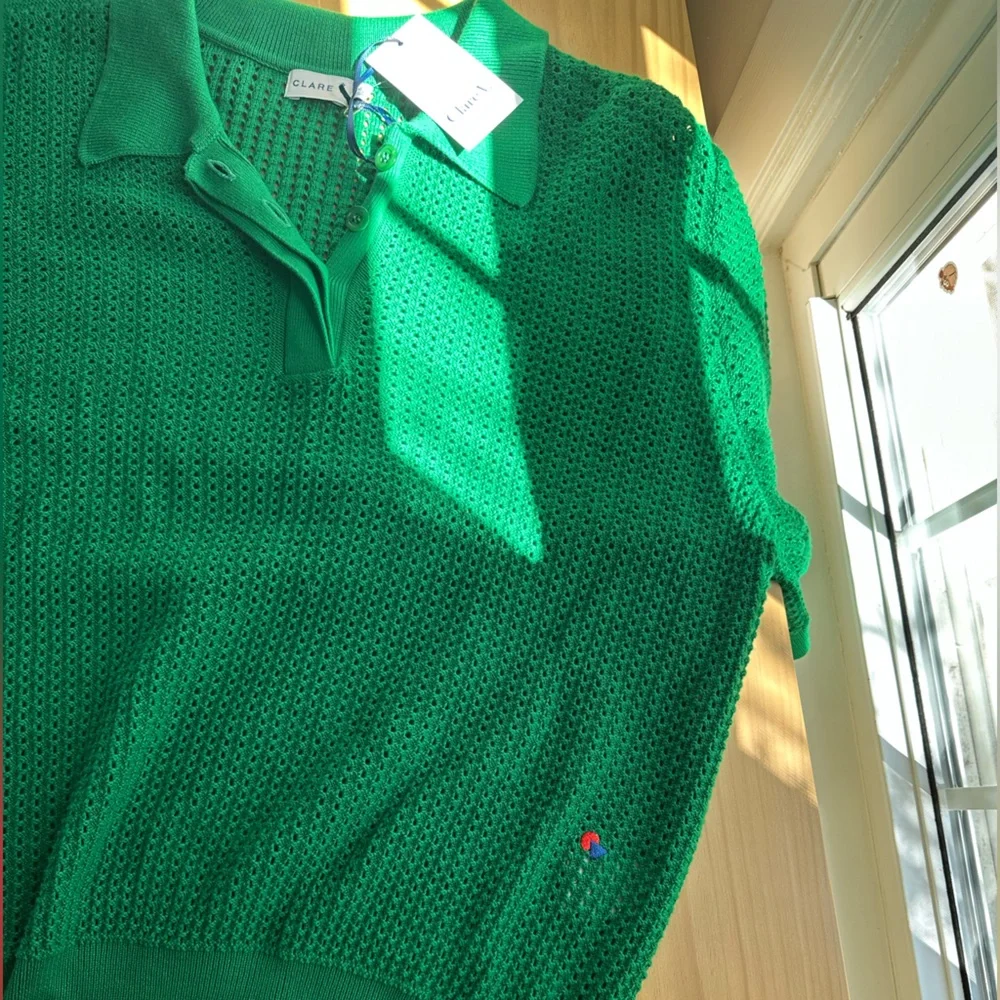NWT Clare V. Augustine Green Knit Polo XL - Picture 4 of 6